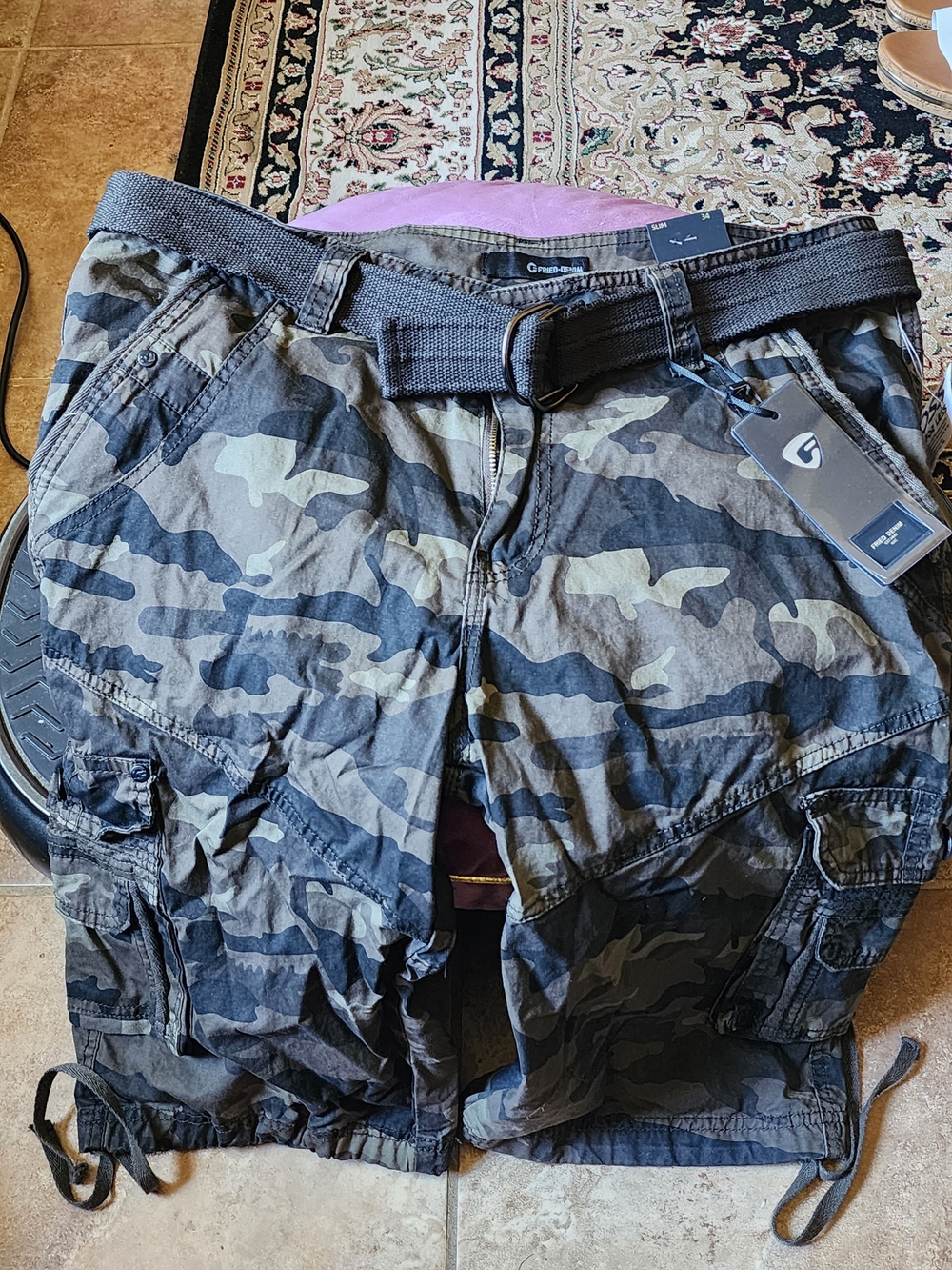 G-Brand Men's Camo Cargo Shorts - Olive Green